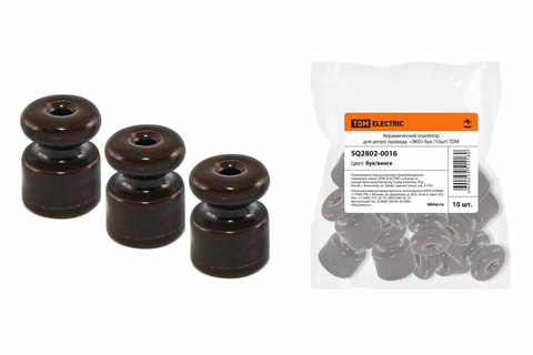 Керамический изолятор для ретро провода «ЭКО» бук (10шт) TDM Керамический изолятор для ретро провода «ЭКО» бук (10шт) TDM