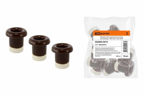 Керамический проходной изолятор для провода «ЭКО» бук (10шт) TDM Керамический проходной изолятор для провода «ЭКО» бук (10шт) TDM