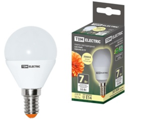 Лампа светодиодная FG45-7 Вт-230 В-4000 К–E14 TDM Лампа светодиодная FG45-7 Вт-230 В-4000 К–E14 TDM