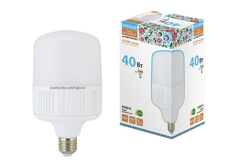 Лампа светодиодная T-40 Вт-230 В-6500 К–E27 (120x207 мм) НАРОДНАЯ Лампа светодиодная T-40 Вт-230 В-6500 К–E27 (120x207 мм) НАРОДНАЯ